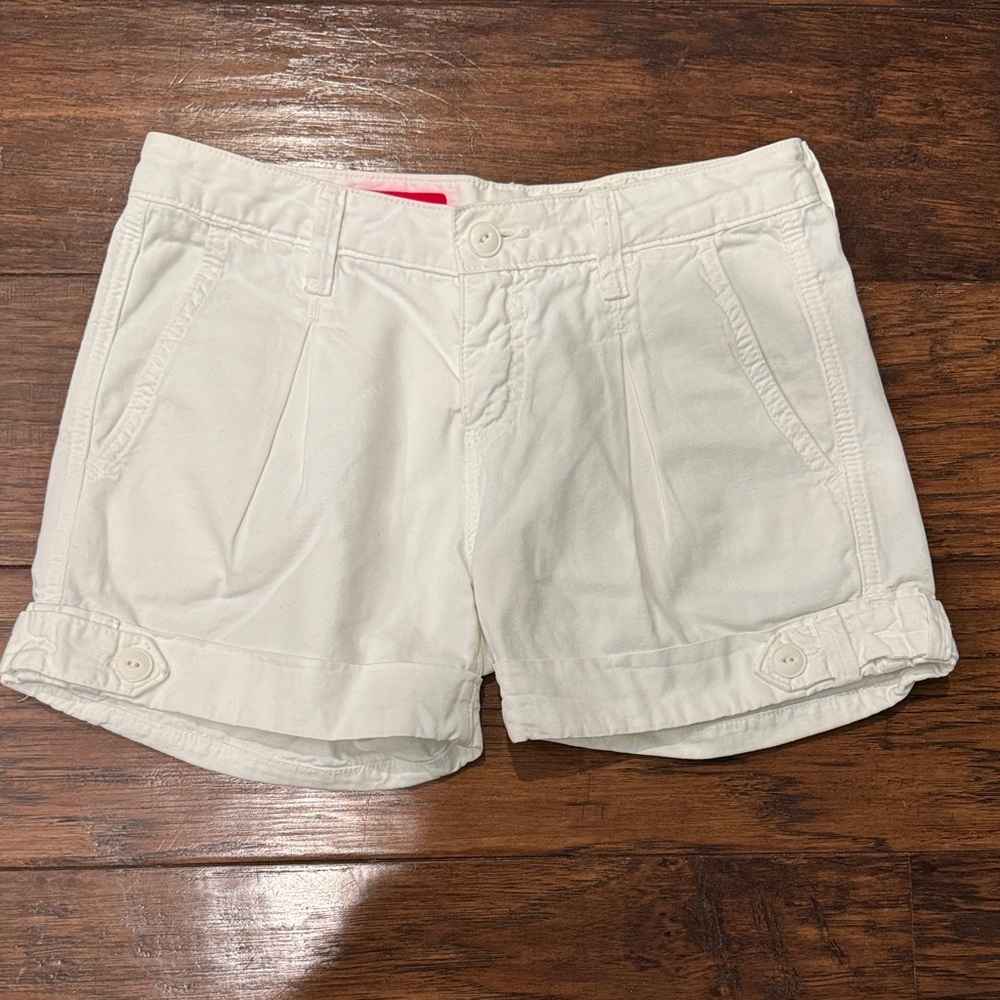 Agolde White Cotton Roll-Cuff Bermudas